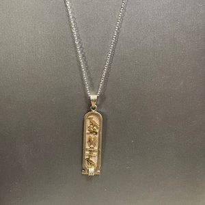 Egyptian Hieroglyph “Alyssa” Sterling & Gold Pendant  From Egypt Hallmarked